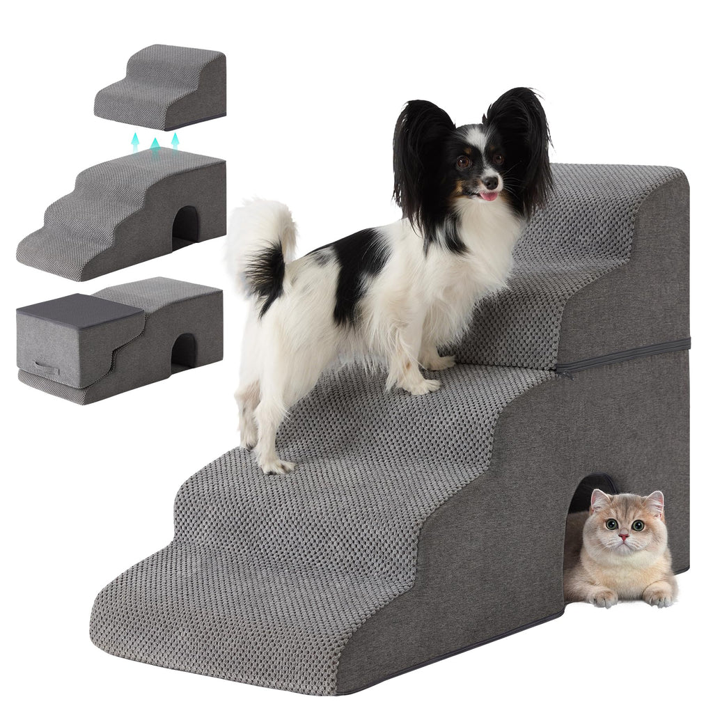 Grey 5-Step Dog Stairs W363917