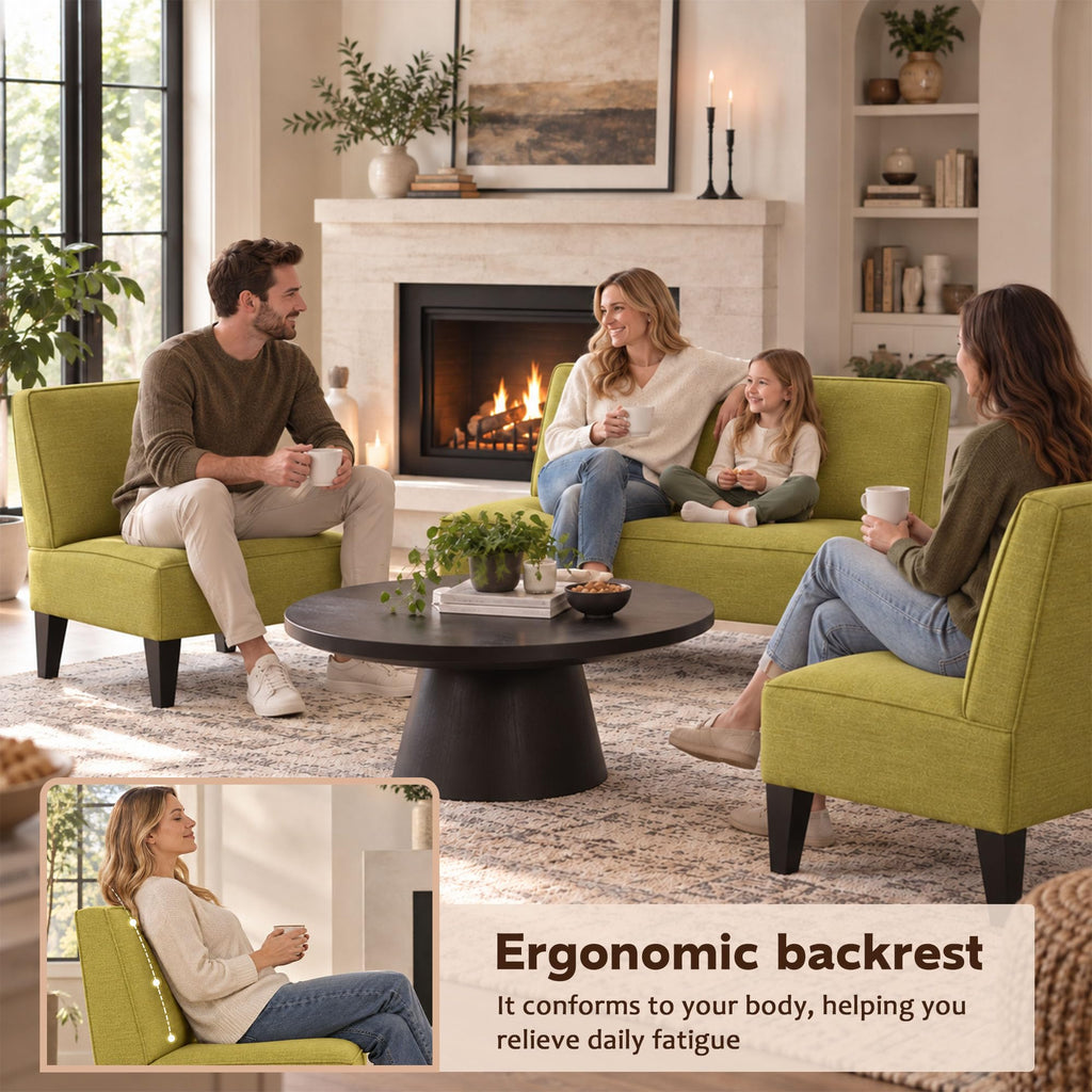 Green Upholstered Accent Chair Set of 2 C769