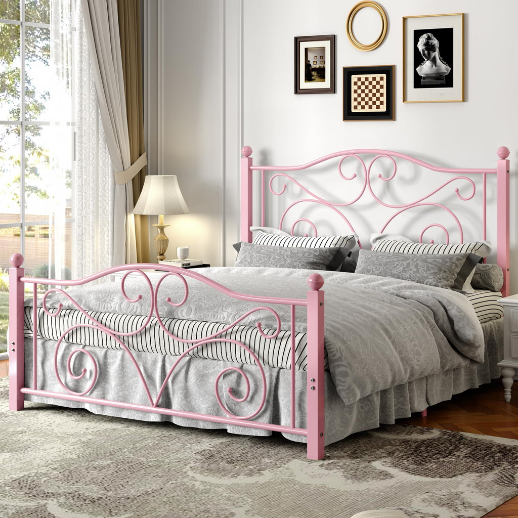 Full Size Metal Bed Frame with Headboard and Footboard C626