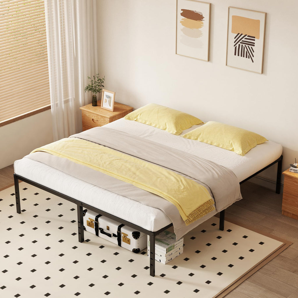 Queen 18 Inch Metal Platform Bed Frame, Black B279862