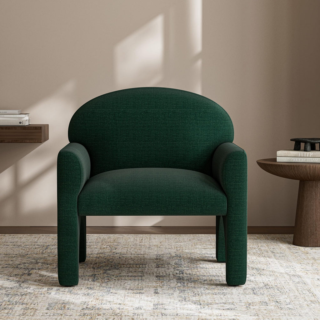 Green Upholstered Accent Chair Set of 2 with Rubber Wood Legs F1703