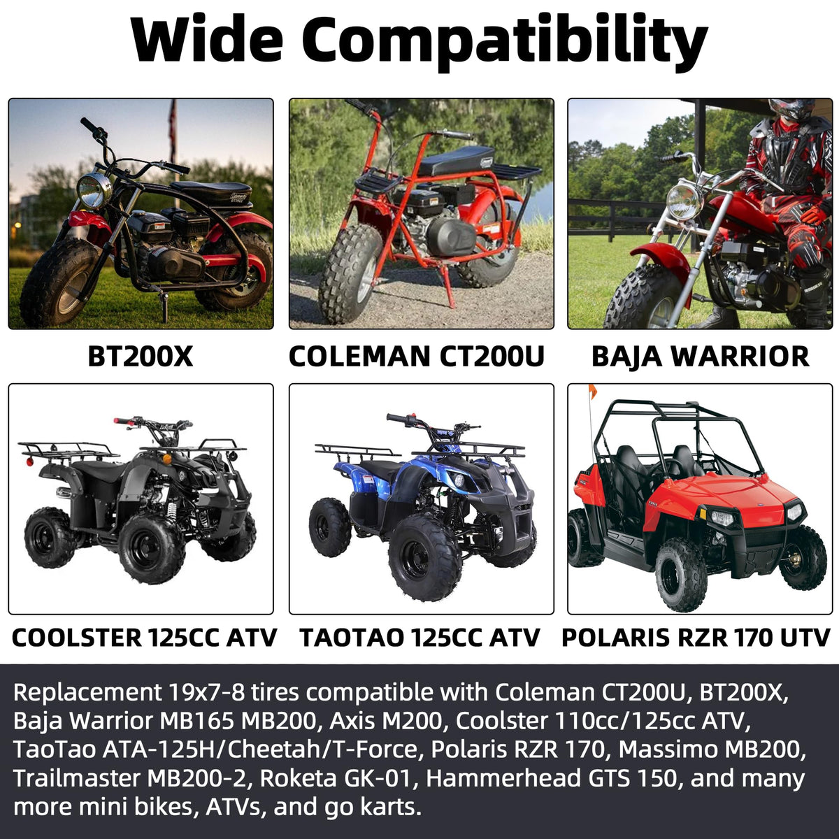 19x7-8 Tubeless All-Terrain ATV UTV Tires D367