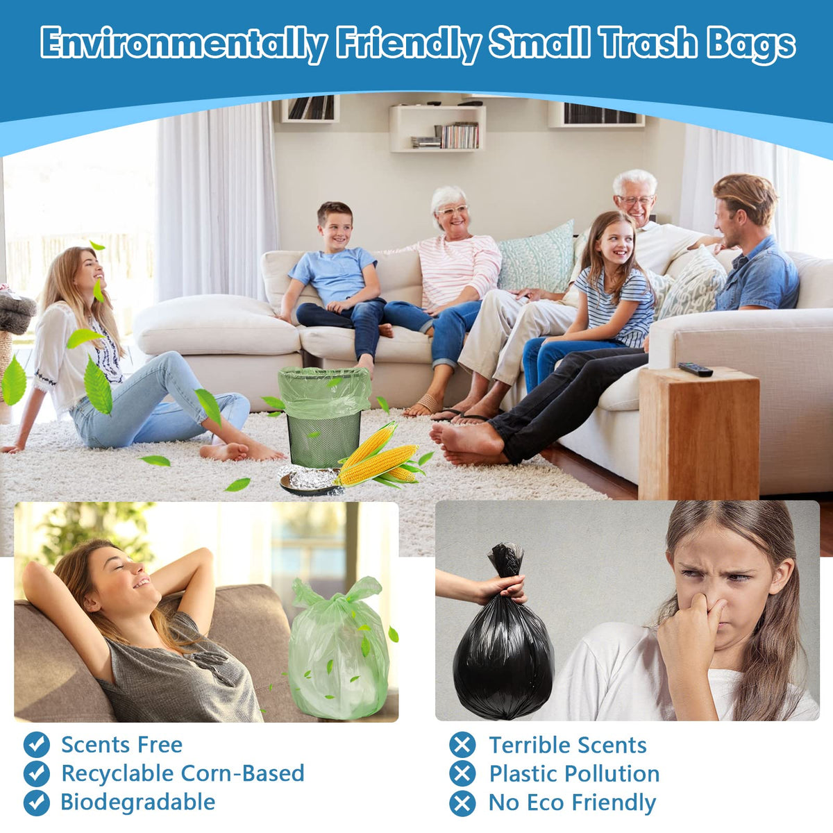 4 Gallon Biodegradable Extra Thick Small Trash Bags D86211