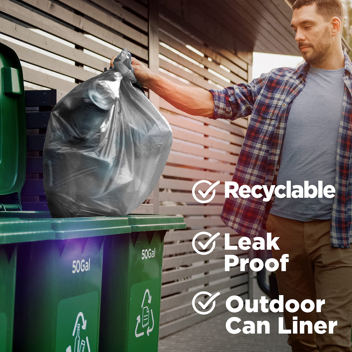 42 Gallon Clear Trash Bags 50 Count 3 Mil N1898