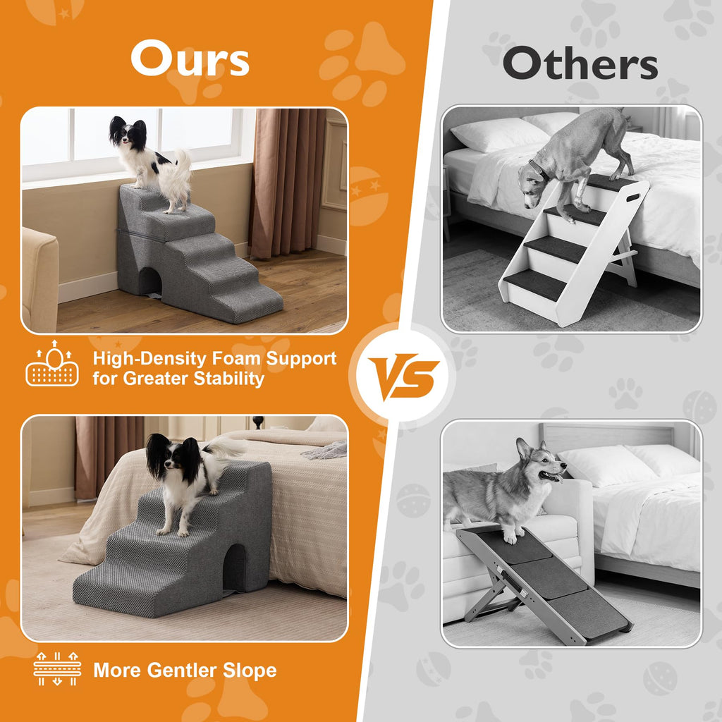 Grey 5-Step Dog Stairs W363917