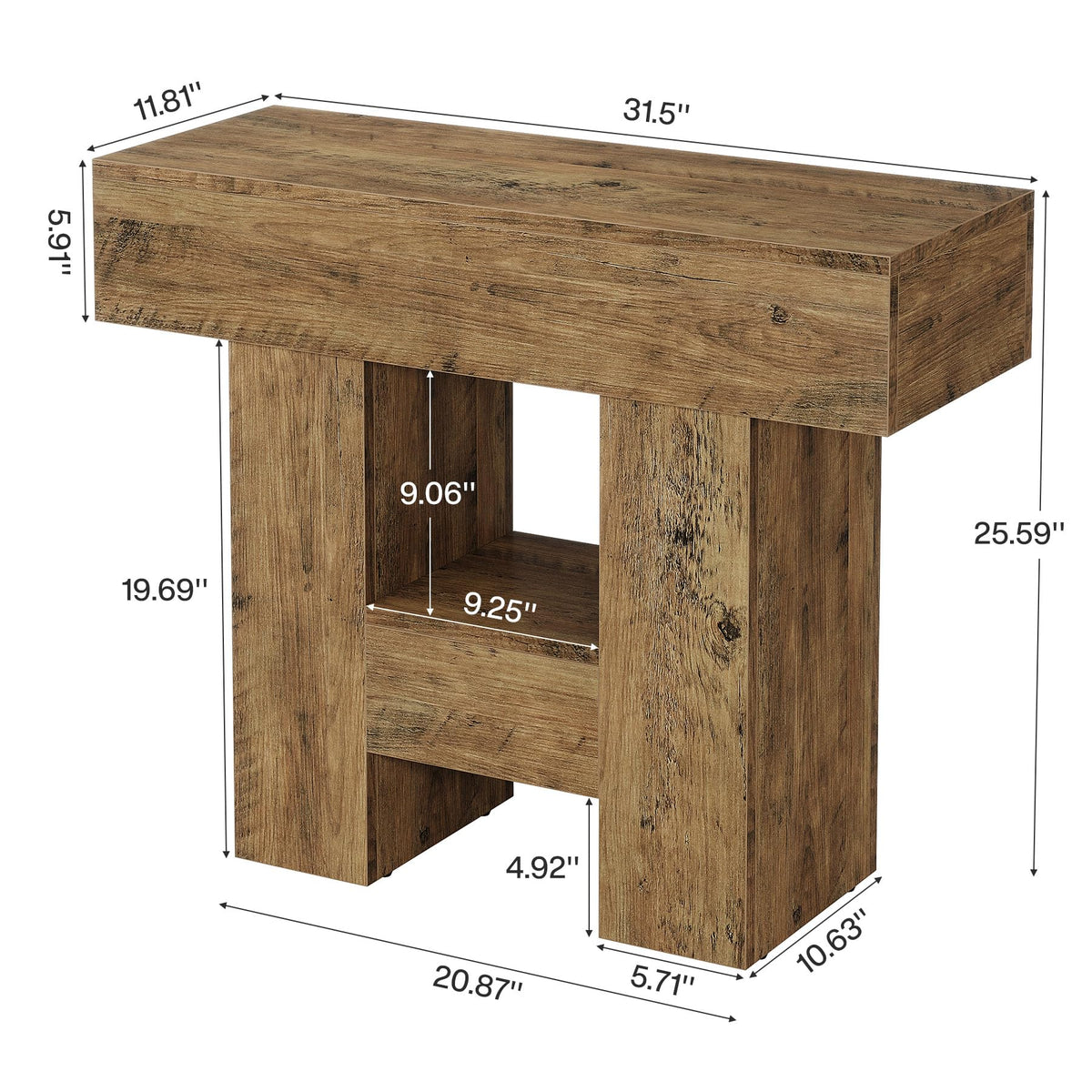 2-Tier Narrow Side Table with Storage Shelf L823