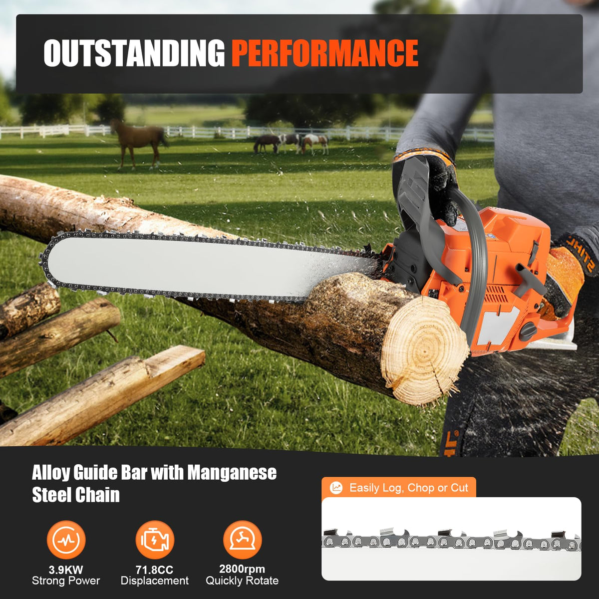 71.8CC 24inch 2-Stroke Gas Chainsaw X436