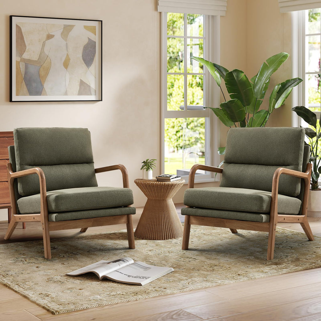 Mid Century Accent Chair Set of 2 Green M544819