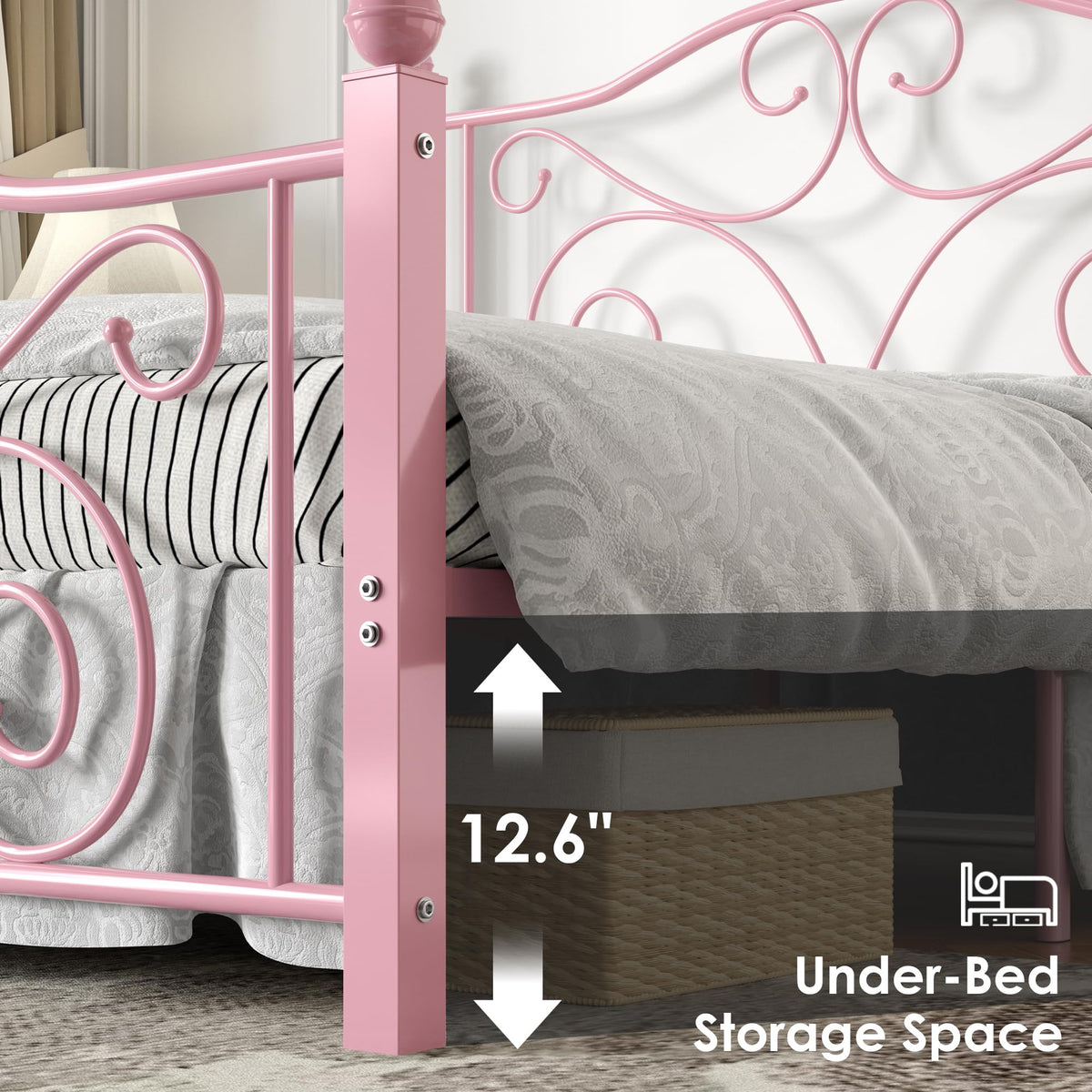 Full Size Metal Bed Frame with Headboard and Footboard C626