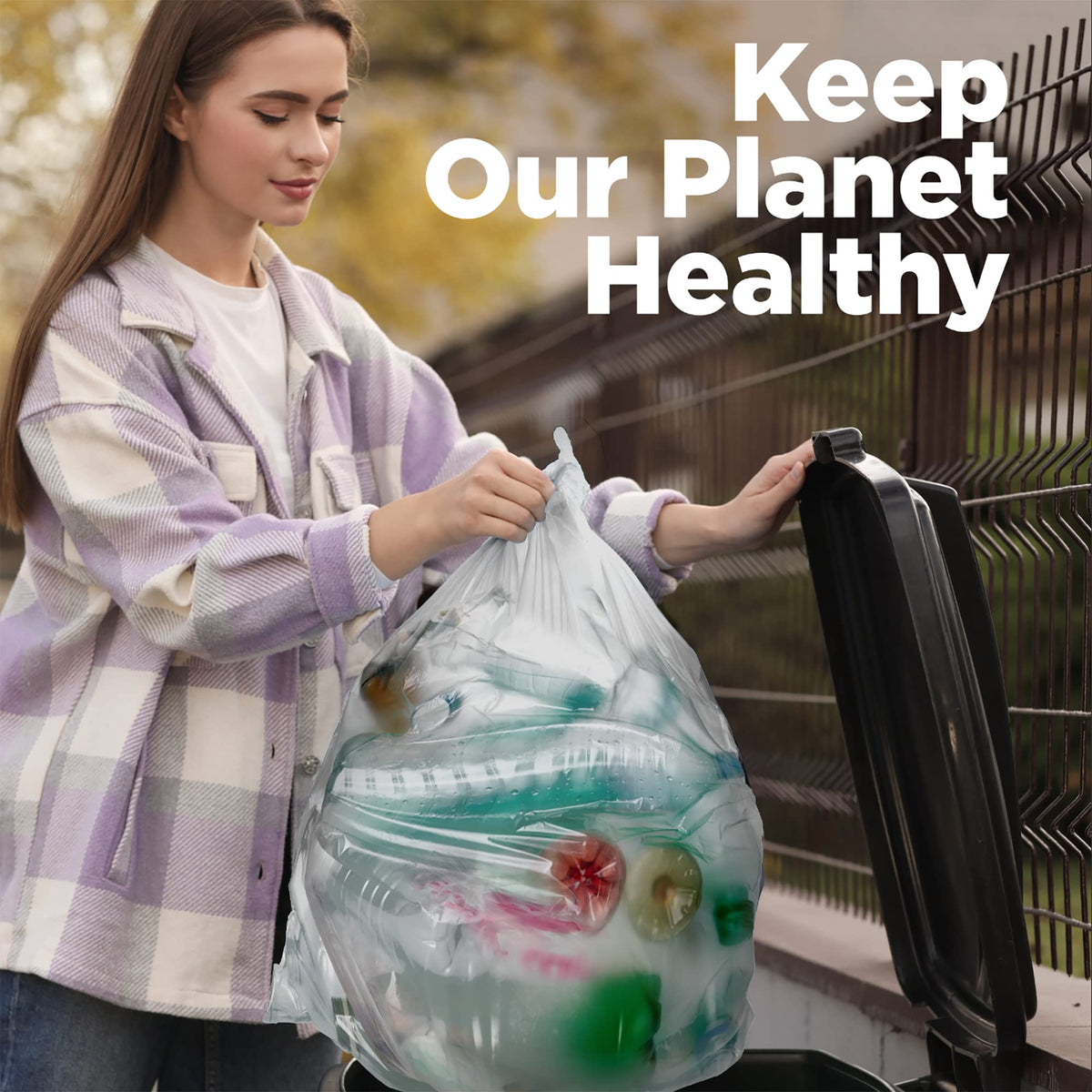42 Gallon Clear Trash Bags 50 Count 3 Mil N1898