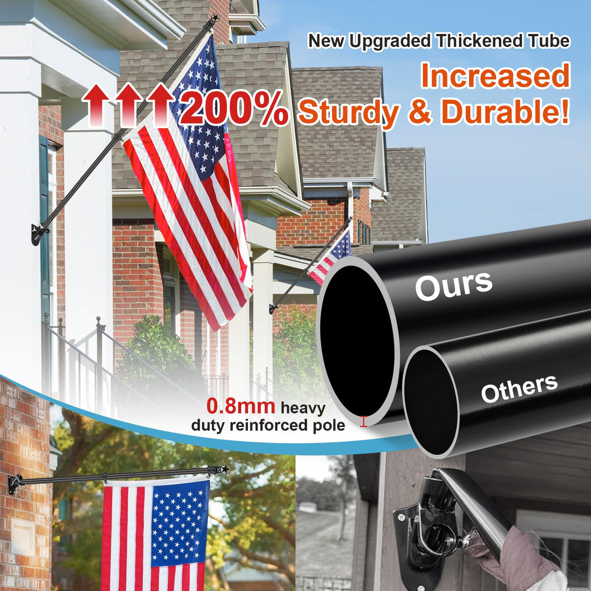 5ft Tangle-Free Stainless Steel Flag Pole Kit C1151