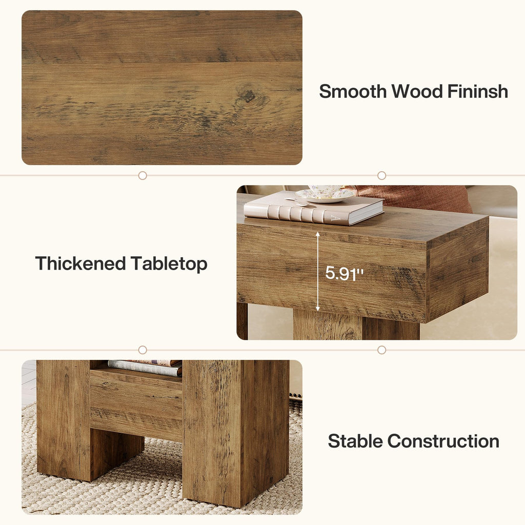 2-Tier Narrow Side Table with Storage Shelf L823