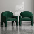 Green Upholstered Accent Chair Set of 2 with Rubber Wood Legs F1703