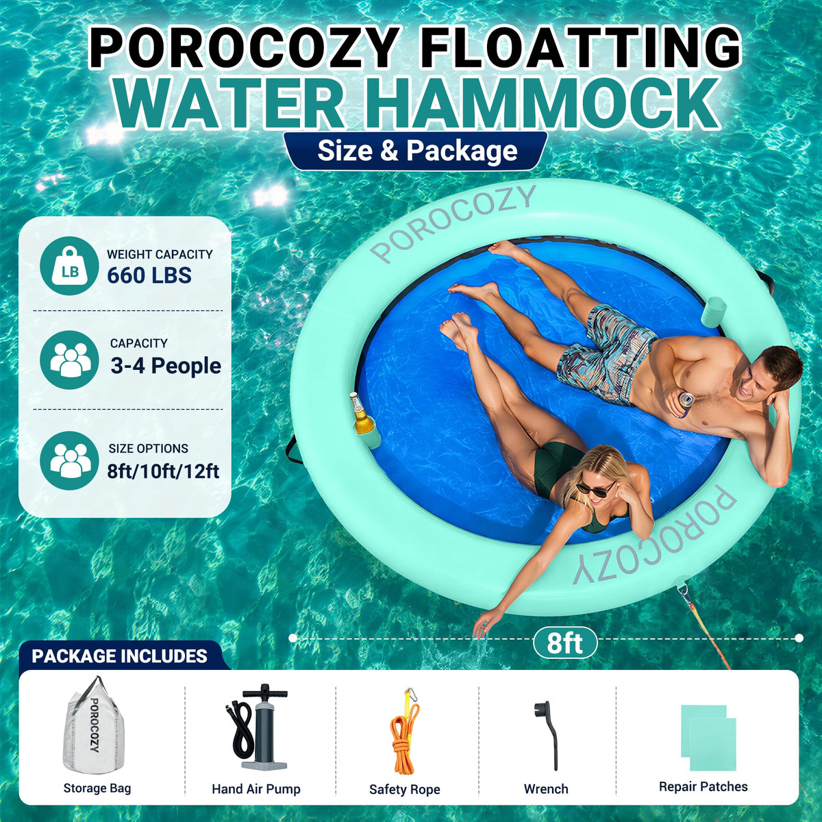 Inflatable Water Hammock with Cup Holders Q9763