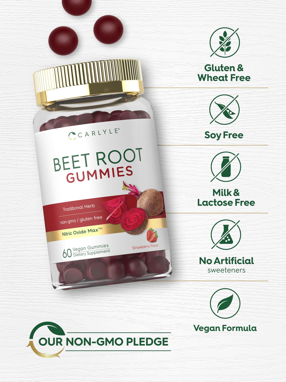 Beet Root Gummies 60 Count Strawberry Flavor P74802
