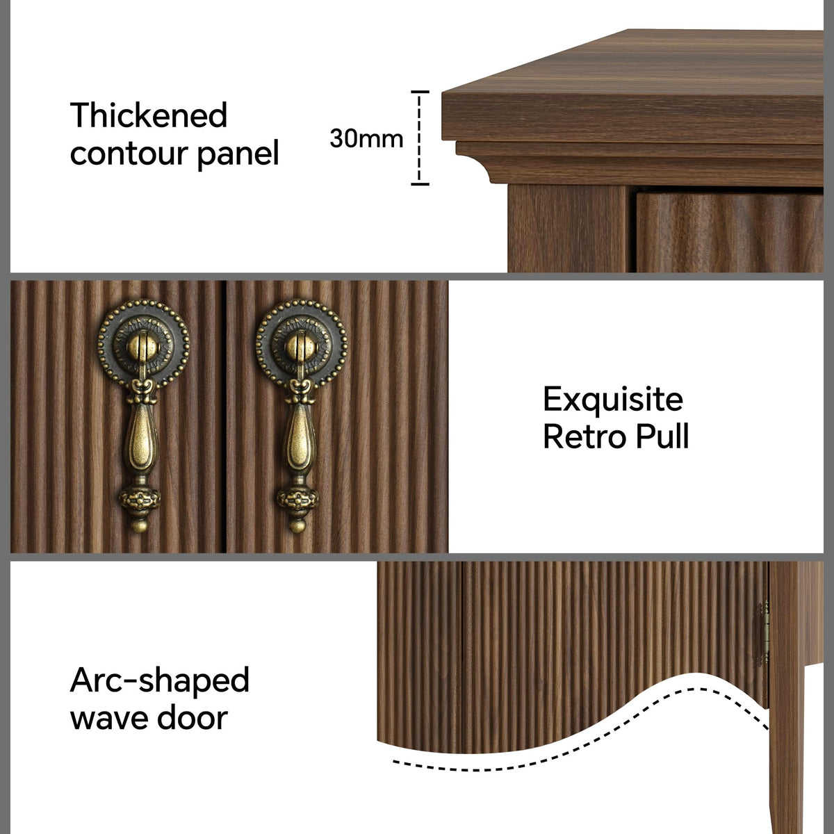 40" Fluted Buffet Cabinet with Drawer N124