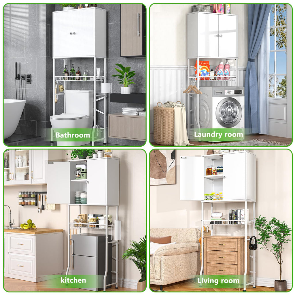 White 2-Door Over The Toilet Storage Cabinet U856134