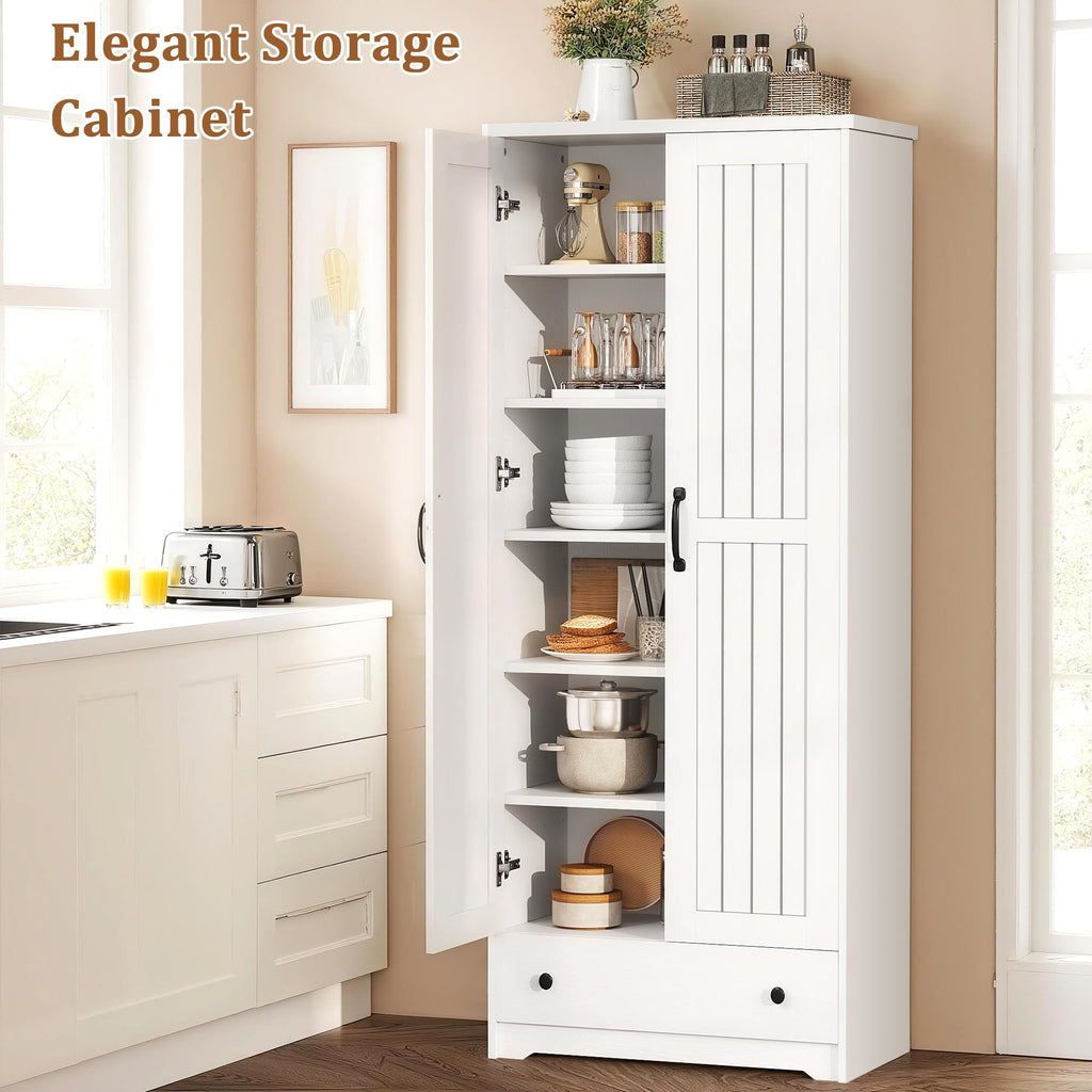70" Tall Wood Storage Cabinet with 6 Adjustable Shelves P21983