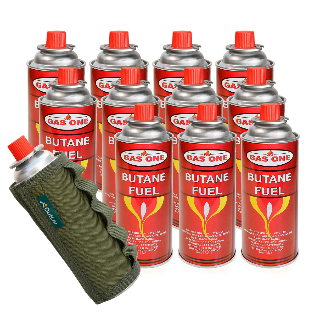 Tactical Outdoor Protective Canister Sleeve for 8oz Butane Fuel Canisters Pack of 12 Woodland Green Z442