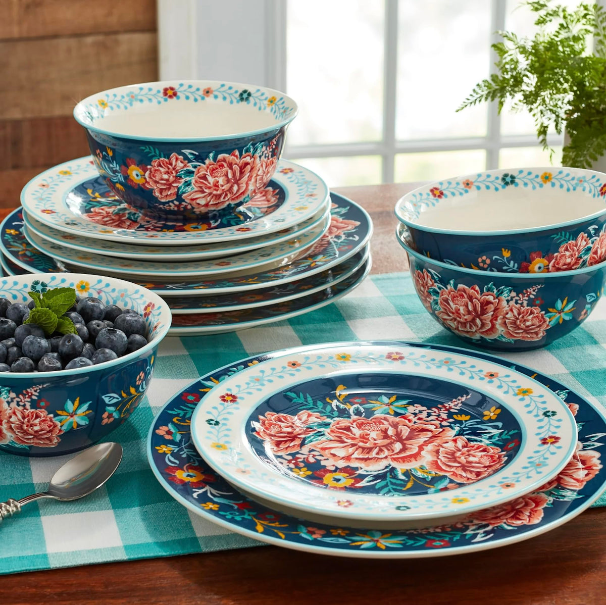 12-Piece Floral Stoneware Dinnerware Set B5172