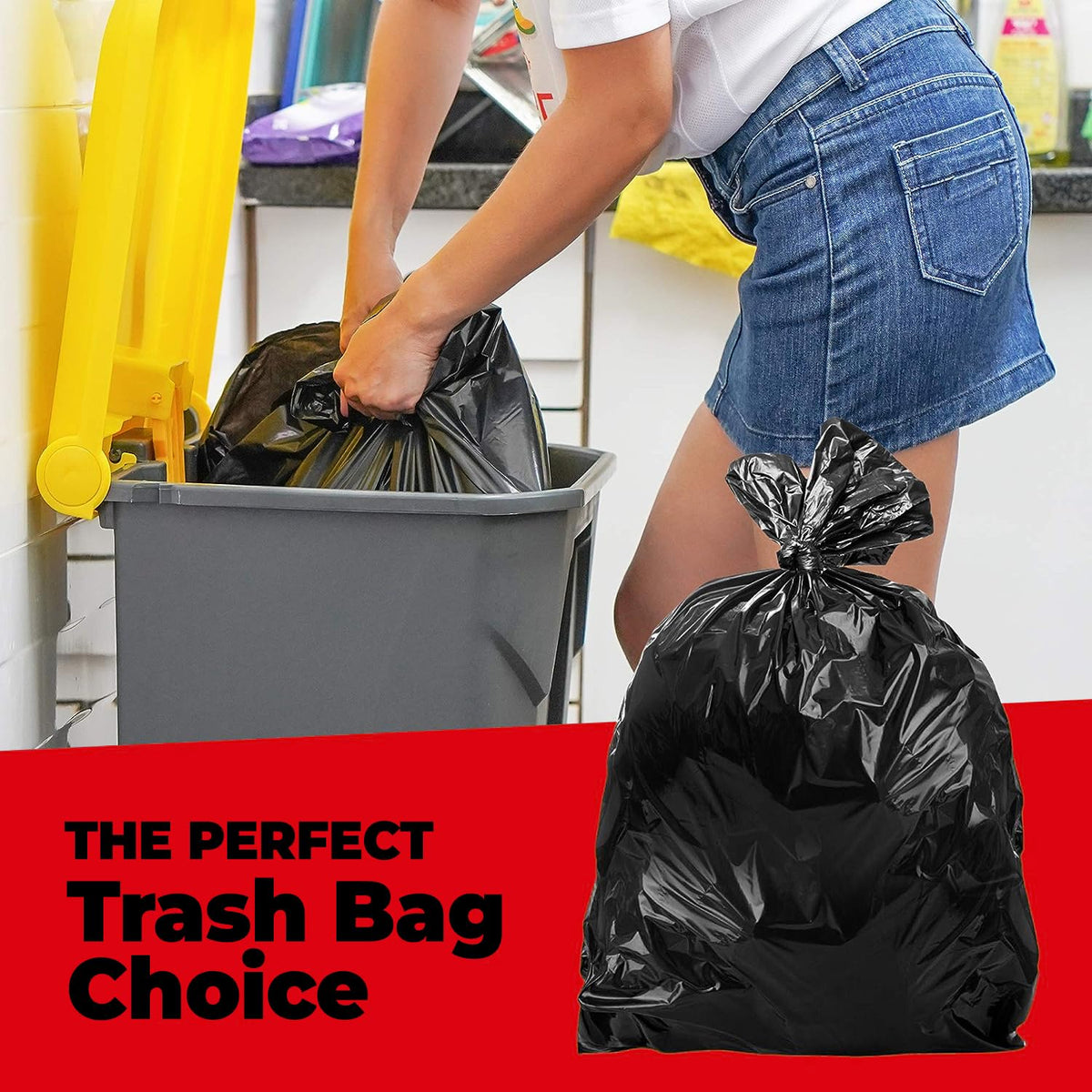 55-60 Gallon Heavy Duty Trash Bags, 50 Count, Black, 2.5 Mil D6851