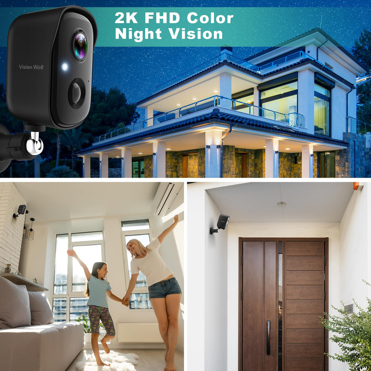 Wireless Outdoor Security Camera 2K Battery Powered T78798