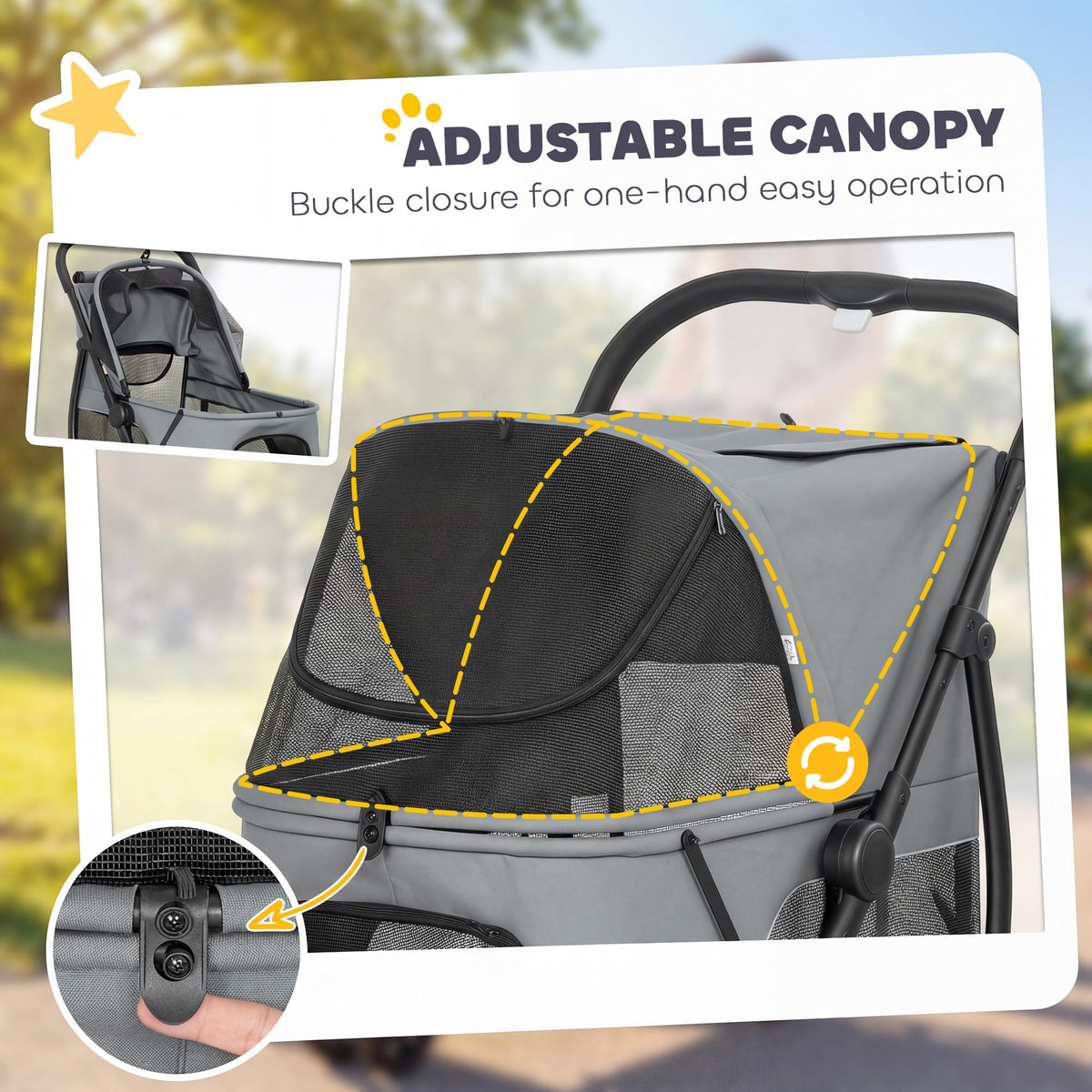 3 Wheel Pet Stroller up to 44 lbs Gray E854