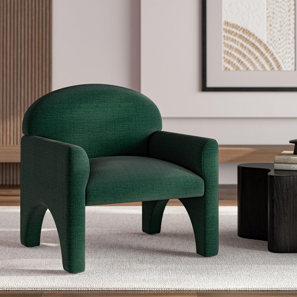 Green Upholstered Accent Chair Set of 2 with Rubber Wood Legs F1703