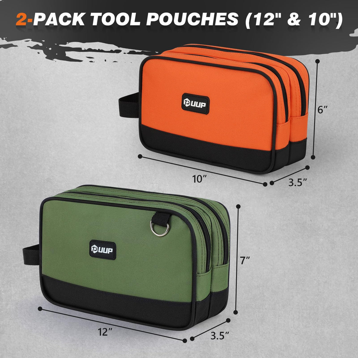 Tool Bag 2-Pack 12" 10" Zipper Pouch Organizer V365618