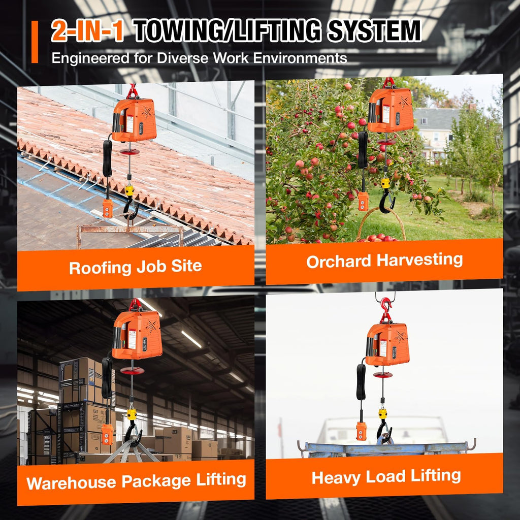 3 in 1 Electric Hoist Winch 2200 lbs 110/120V 25ft K337