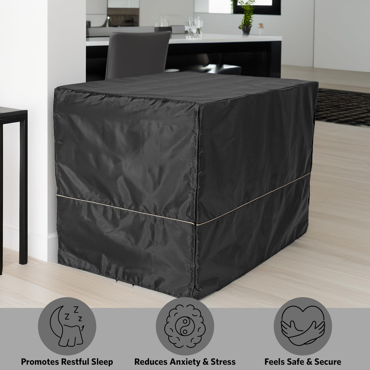 42-inch Double Door Dog Crate with Pet Bed, 2 Bowls and Privacy Cover E290