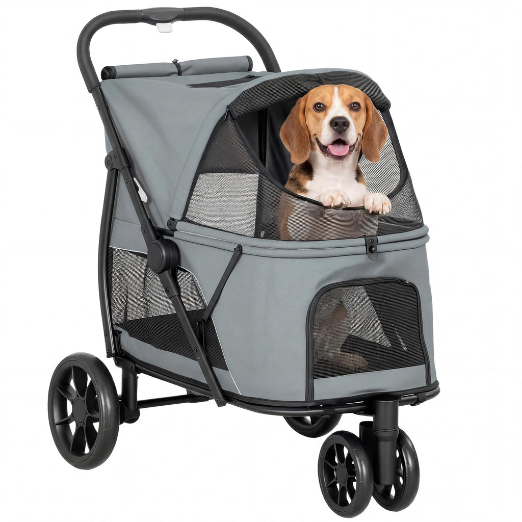 3 Wheel Pet Stroller up to 44 lbs Gray E854