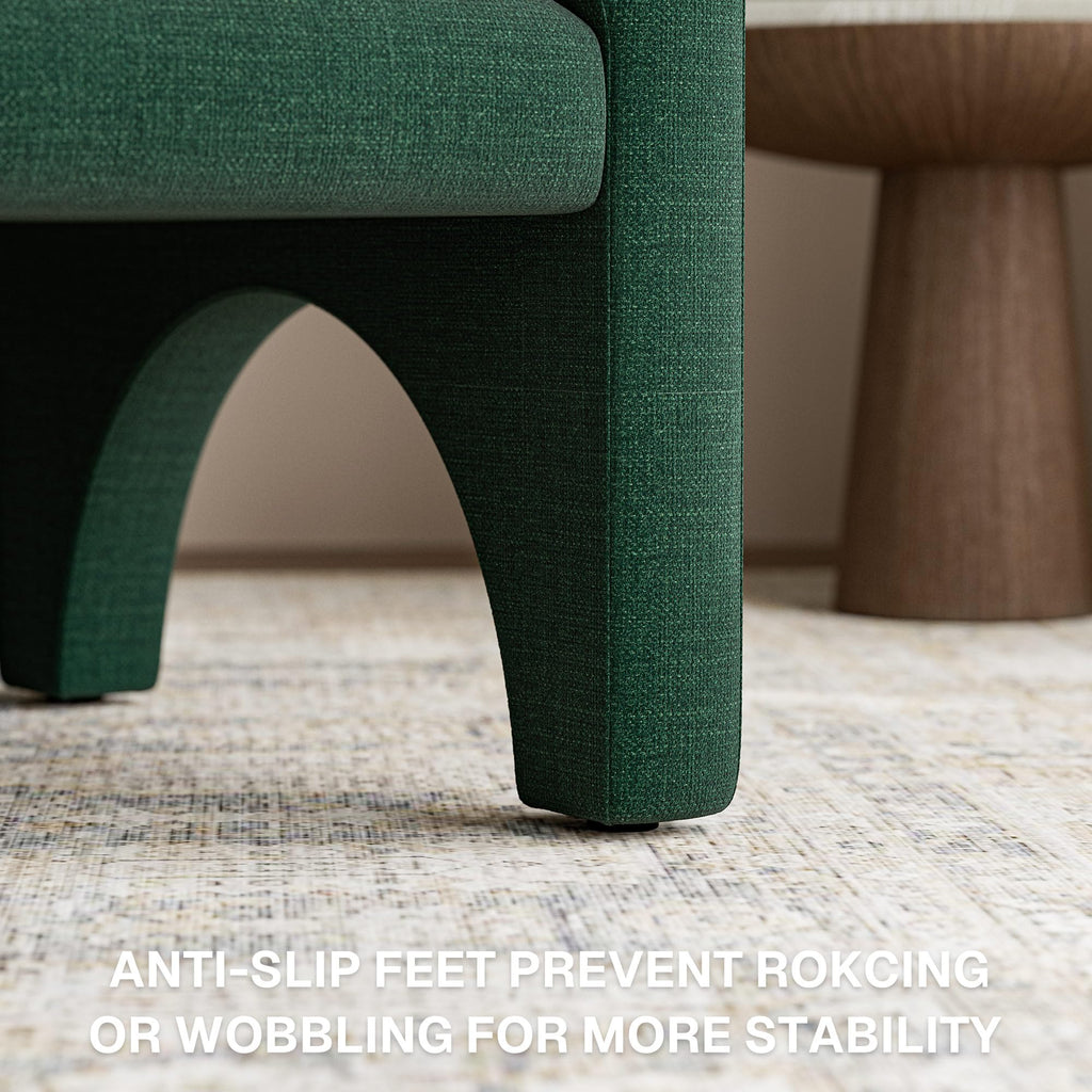 Green Upholstered Accent Chair Set of 2 with Rubber Wood Legs F1703