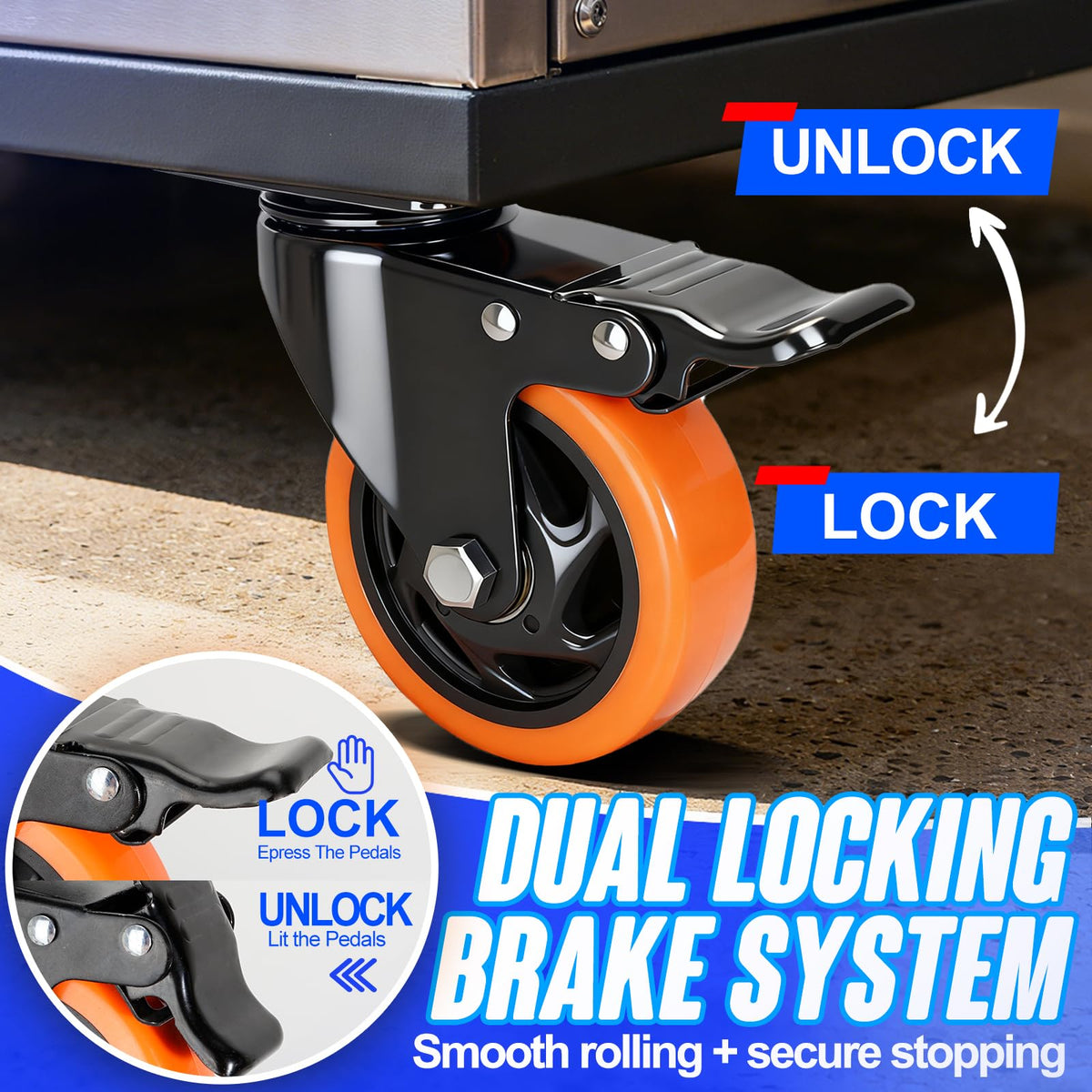 4 Inch Dual Locking Swivel Caster Set of 4 W174942