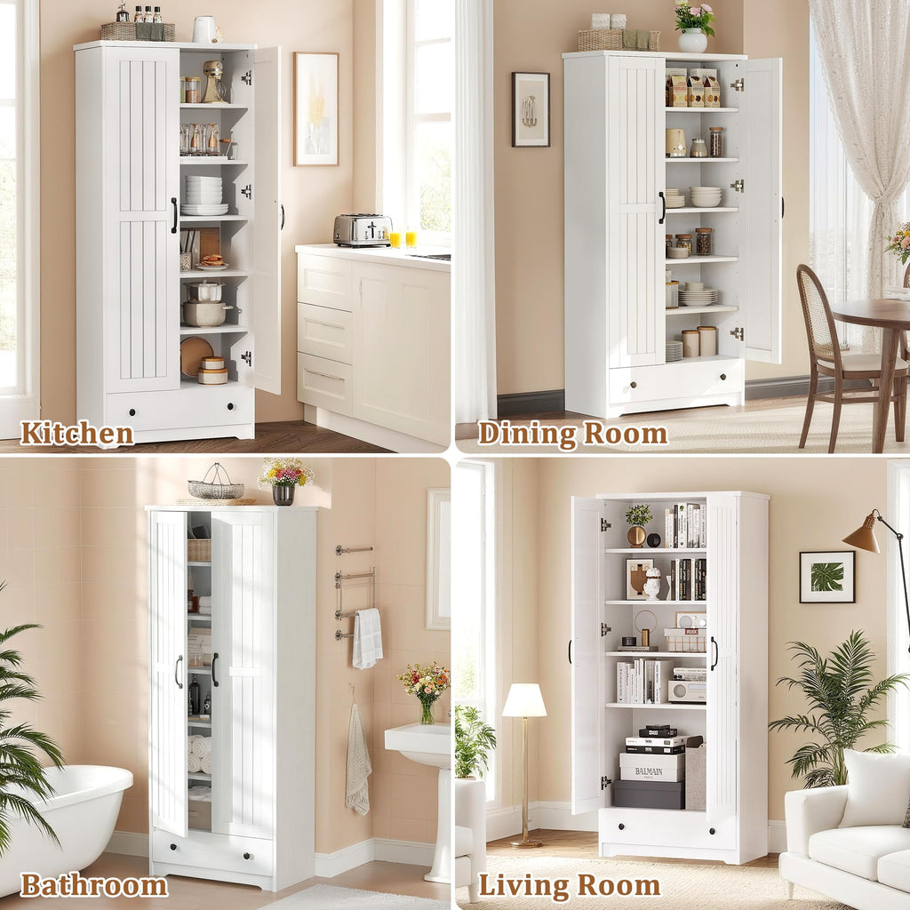 70" Tall Wood Storage Cabinet with 6 Adjustable Shelves P21983