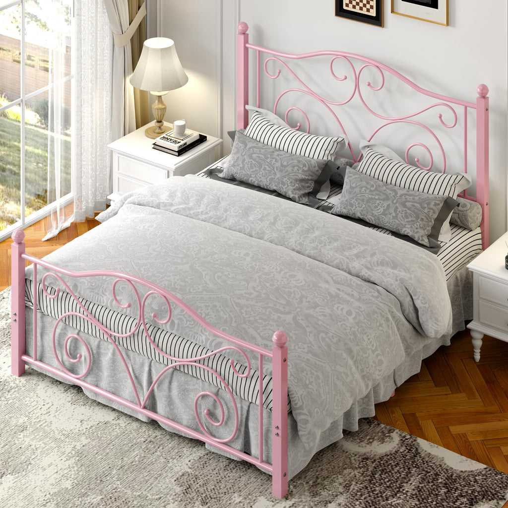 Full Size Metal Bed Frame with Headboard and Footboard C626