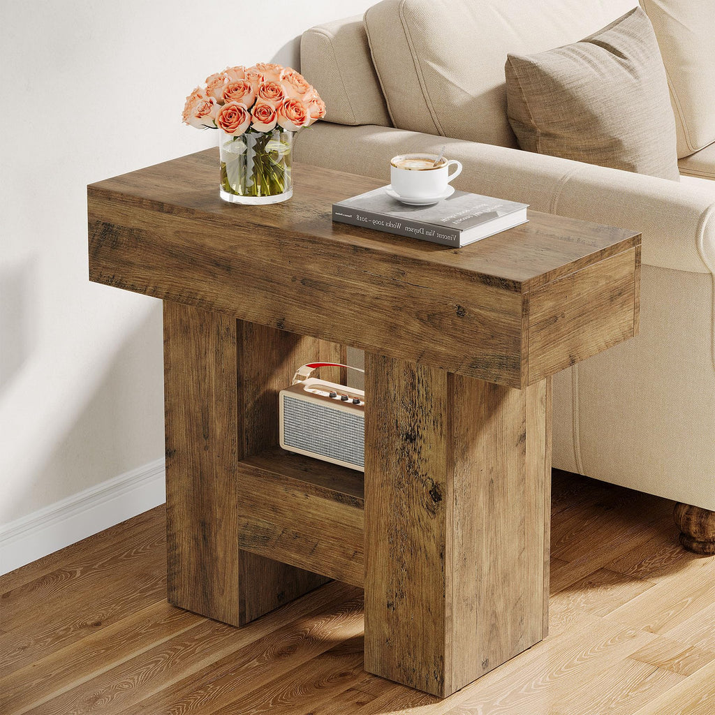 2-Tier Narrow Side Table with Storage Shelf L823