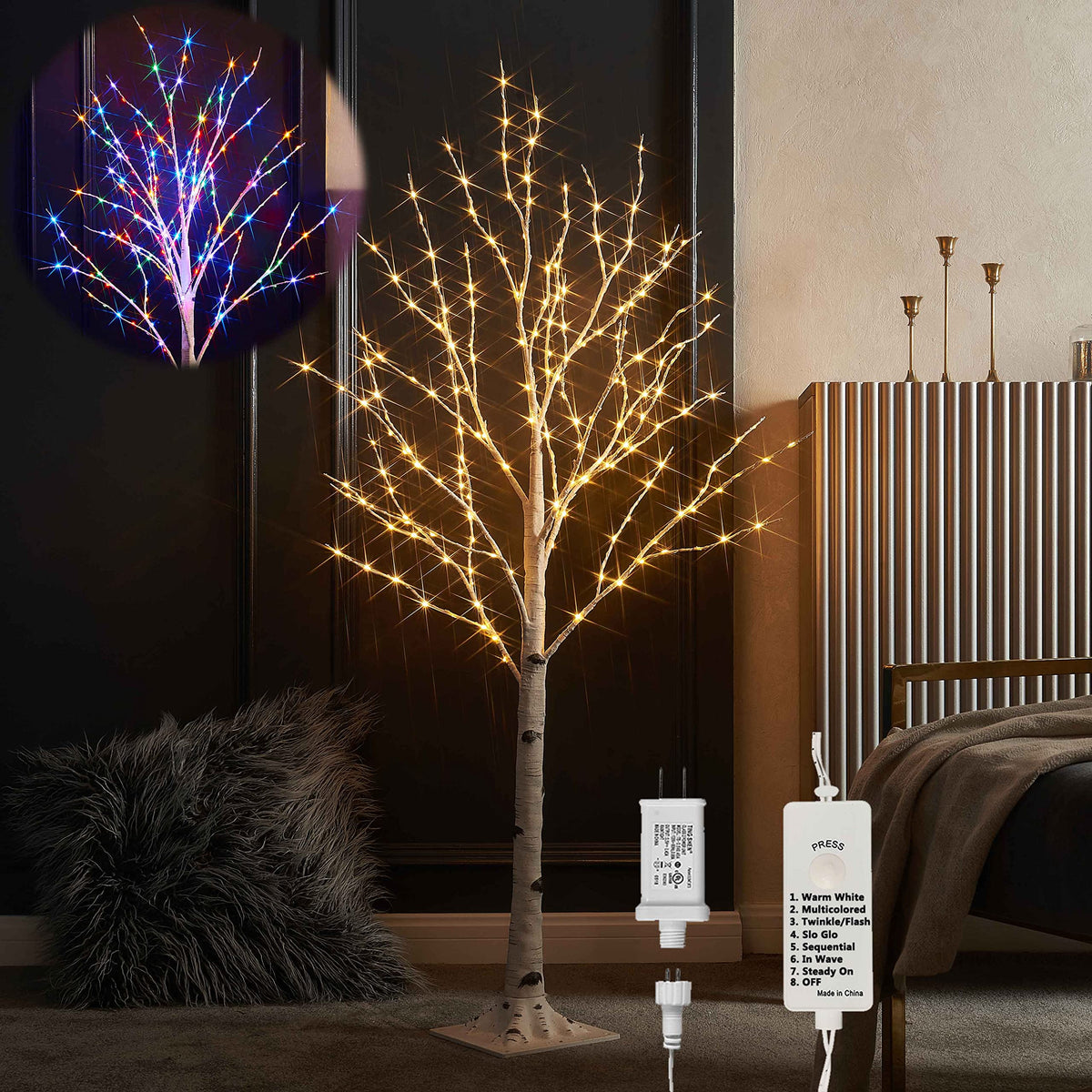 4FT Lighted Twig Birch Tree with 200 LED Lights M526