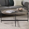 42-Inch Round Concrete-Coated Wood Coffee Table with Tray Top F4951
