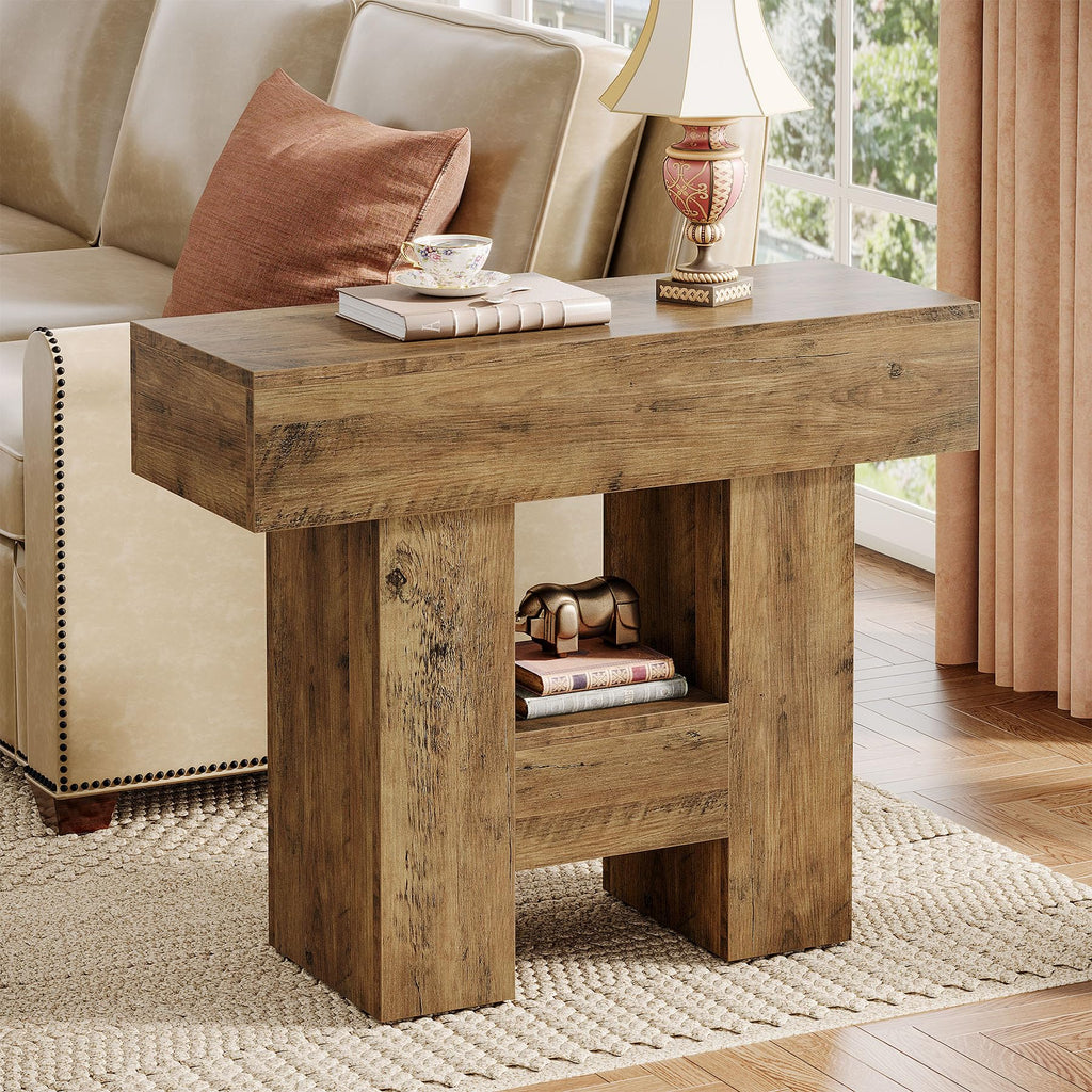 2-Tier Narrow Side Table with Storage Shelf L823
