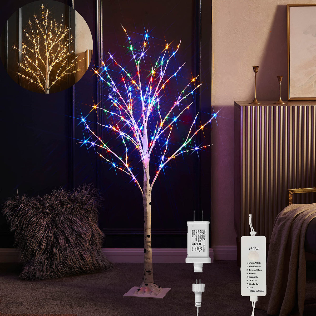 4FT Lighted Twig Birch Tree with 200 LED Lights M526