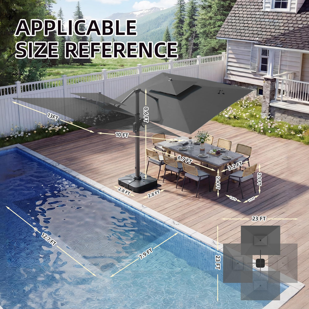 Cantilever Outdoor Patio Umbrella with Base L571491