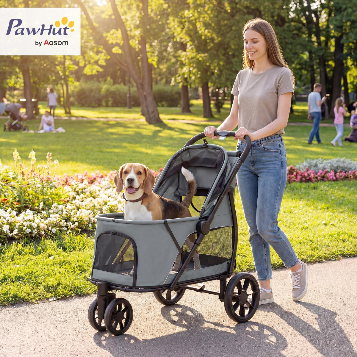 3 Wheel Pet Stroller up to 44 lbs Gray E854