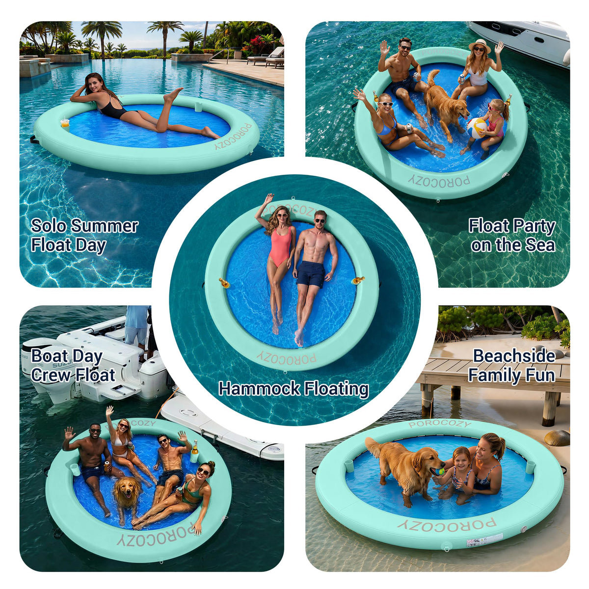 Inflatable Water Hammock with Cup Holders Q9763