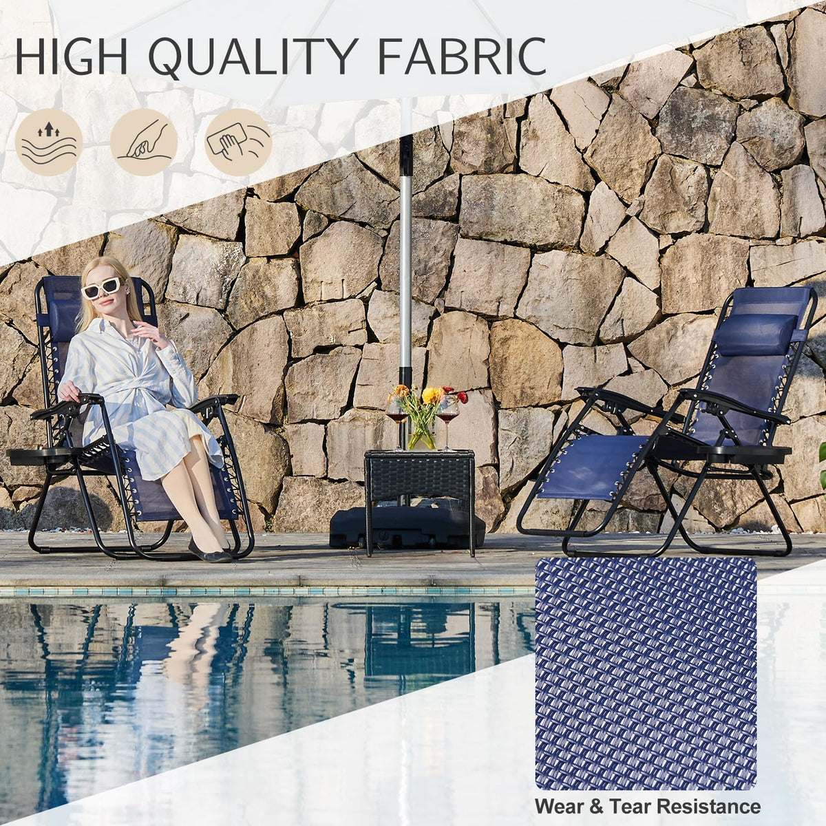 Zero Gravity Chairs Set of 2 Blue S66963