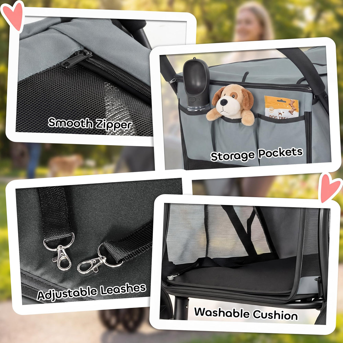 3 Wheel Pet Stroller up to 44 lbs Gray E854